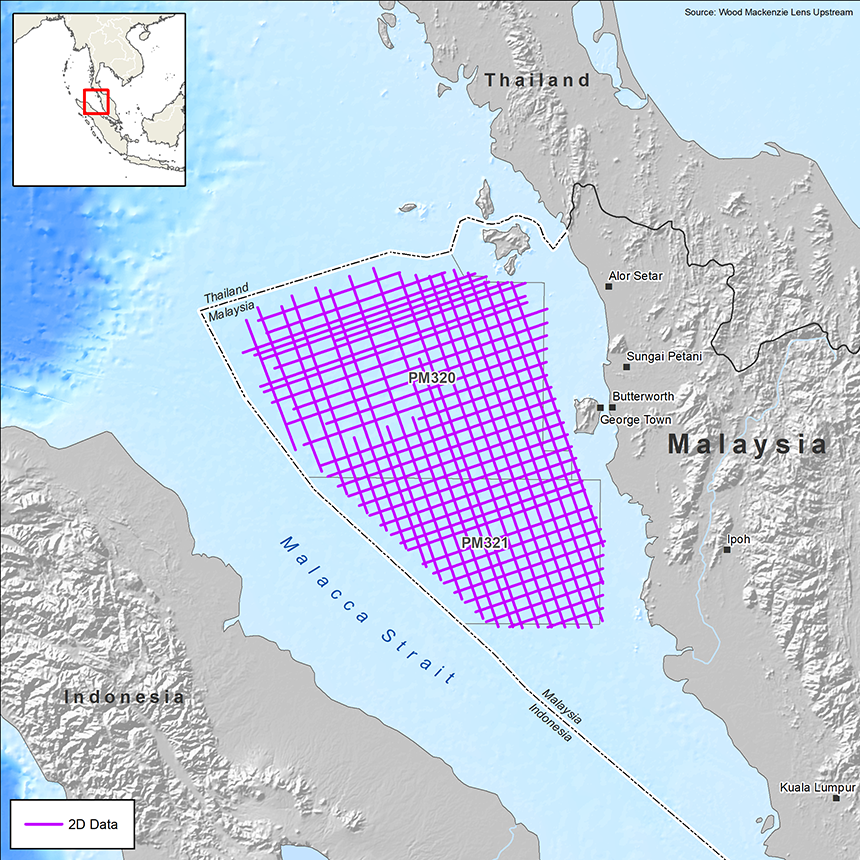 Map of the blocks of the CGG offshore survey in Malaysia